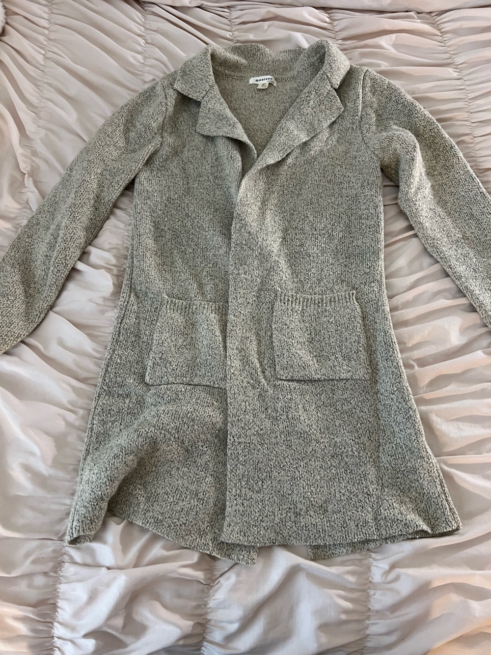 Monteau Light Heather Gray Knit Cardigan